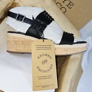 Frye And Co. | Lavish Slingback Open Toe Wedge Sandals In Black Size 9.5